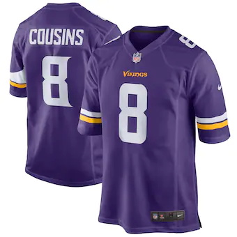 youth nike kirk cousins purple minnesota vikings game jerse